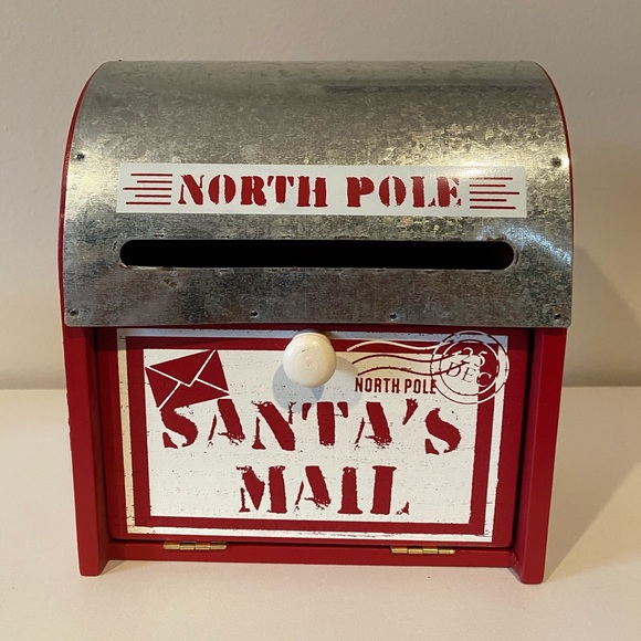 Christmas decor North Pole Santa Mailbox  Red and White - Picture 1 of 6